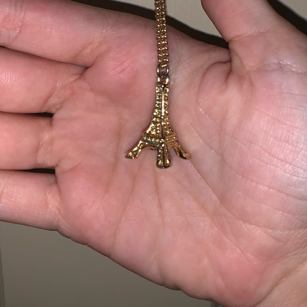 Kids Eiffel Tower Long golden chain necklace,